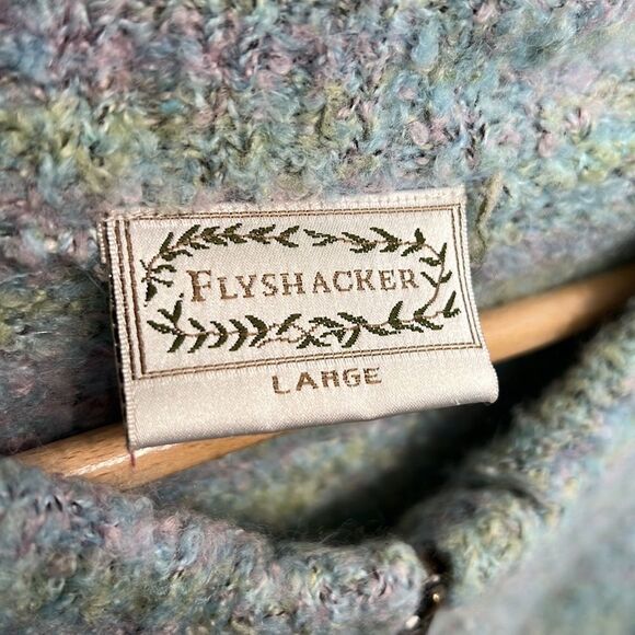 Full Zip Sweater Woman’s Size Large Flyshacker Colorful Knit Pockets Wool Blend - Picture 10 of 11